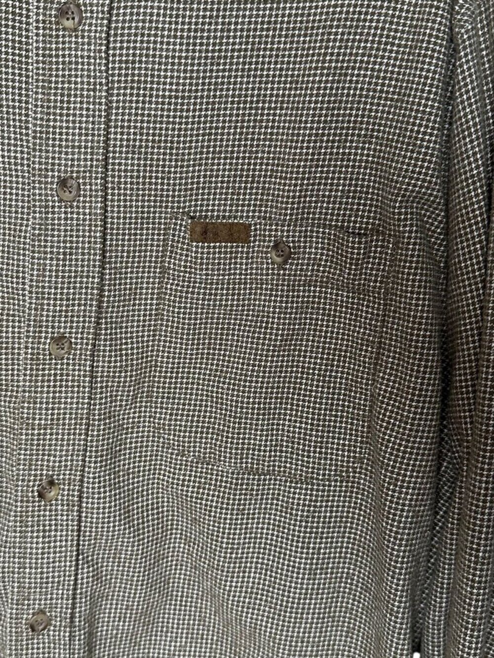 Woolrich Flannel Shirt Mens Large Houndstooth Long Sleeve Cotton Button Up - Picture 2 of 8